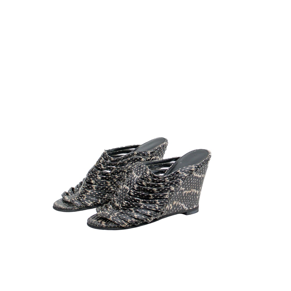 Calvin Klein Collection Women's 6 M Snakeskin Print Wedge Mule Sandals Y2K